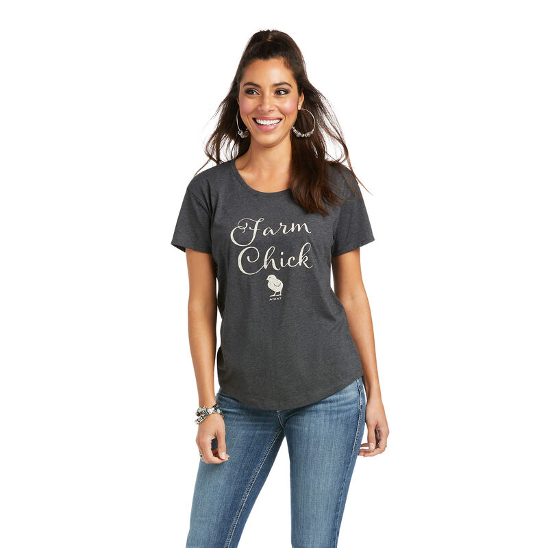 Ariat T-Shirts Damen - Farm Chick DunkelGrau ( FQIZB-0256 )